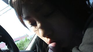 Japanese brunette, Karin Asahi sucks dick, uncensored