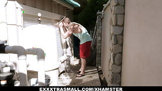 Tiny Gal Lola Fae Doing Yoga In Bikini and Fucking Mom's Boyfriend