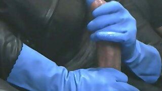Smoking Wife in Blue Rubber Gloves 3
